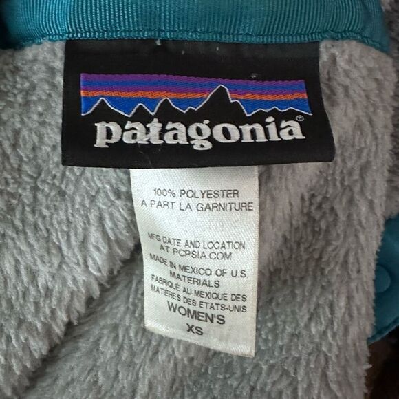 Patagonia Re-Tool Snap T Fleece Pullover Gray Teal Quarter Snap Kangaroo Pocket - Picture 5 of 13